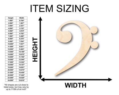 Unfinished Wood Bass Note Shape - Craft - up to 46" DIY