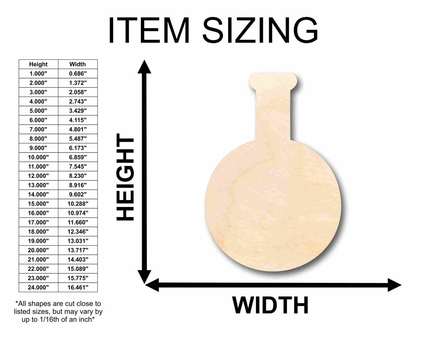 Unfinished Wood Beaker Potion Flask Silhouette - Craft- up to 46" DIY