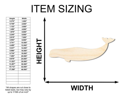 Unfinished Wood Beluga Whale Shape - Craft - up to 46" DIY