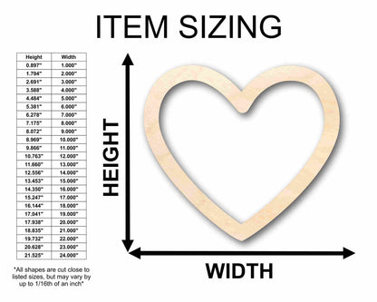 Unfinished Wood Heart Border Silhouette | Valentine's Day | Wedding | DIY Craft Cutout | Up to 46" DIY