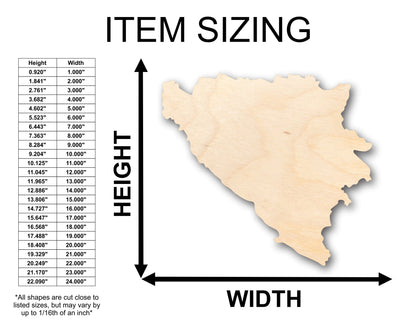 Unfinished Wood Bosnia Shape - Country - Craft - up to 46" DIY