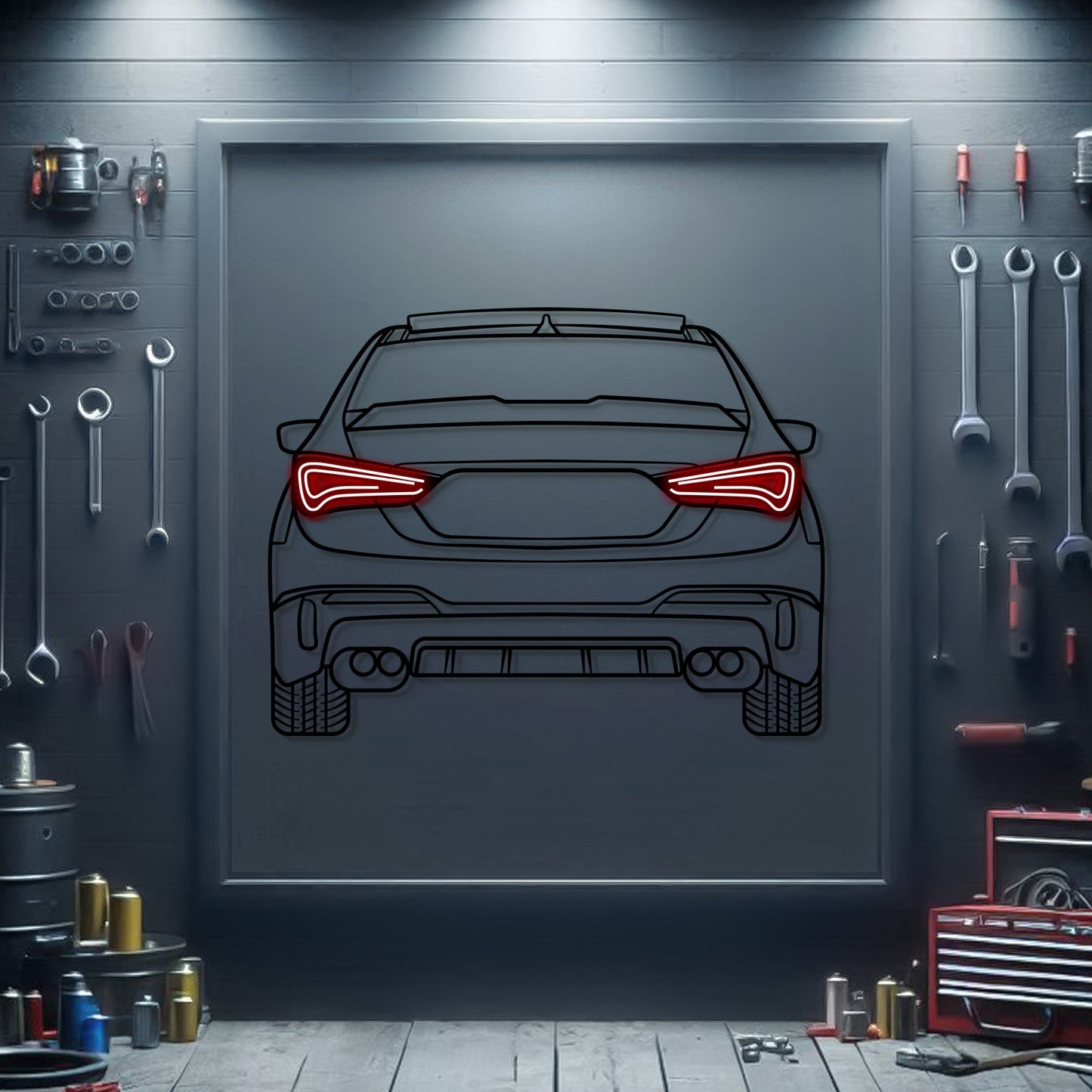 2016 Hyundai Solaris Back View Metal Neon Car Wall Art - MTN0175