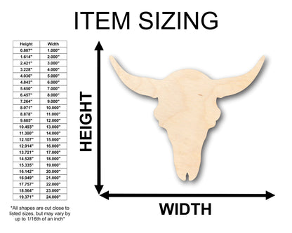 Unfinished Wood Cattle Skull Shape - Craft - up to 46" DIY