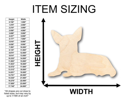Unfinished Wood Laying Chihuahua Shape - Craft - up to 46" DIY