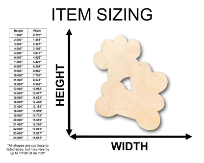 Unfinished Wood Dog Paw Heart Bone Shape - Craft - up to 46" DIY