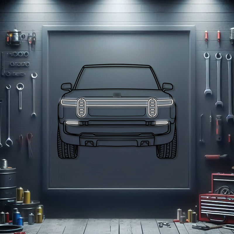 2023 Rivian R1T Front View Metal Neon Car Wall Art - MTN0263