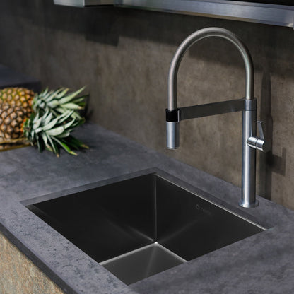 Zeek 15 x 17 Inch Gunmetal Undermount / Drop-In Workstation Sink for RV or Wet Bar 16G Stainless Steel ZW-B157