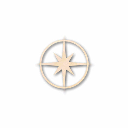 Unfinished Wood Compass Rose Star Sharp Six Point Star Silhouette - Craft- up to 46" DIY