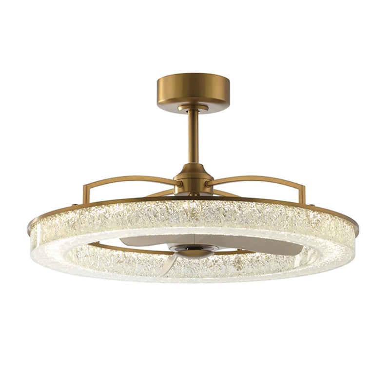 Perimost 32 Inch Andrea Electroplated Golden Luxury LED Fandelier with Remote Control