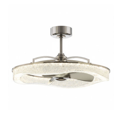 Perimost 33 Inch Satin Nickel Downrod Mount Luxury Fandelier with Light and Remote Control