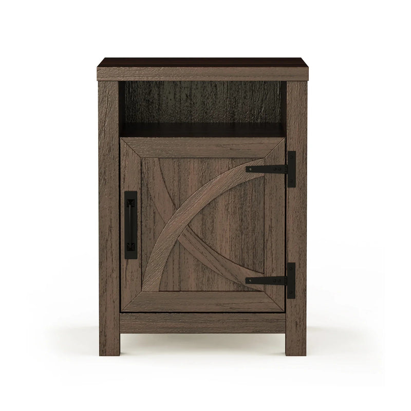 18" Solid Wood Farmhouse Nightstand for Bedroom in Brown or Grey or White, view 2