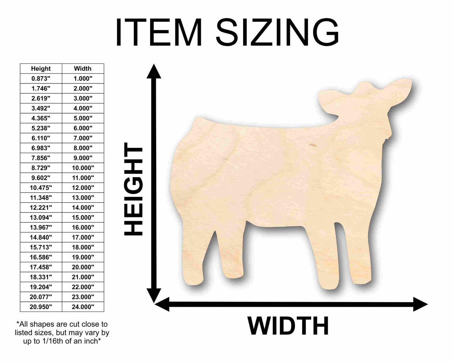 Unfinished Wood Cow Calf Silhouette - Craft- up to 46" DIY