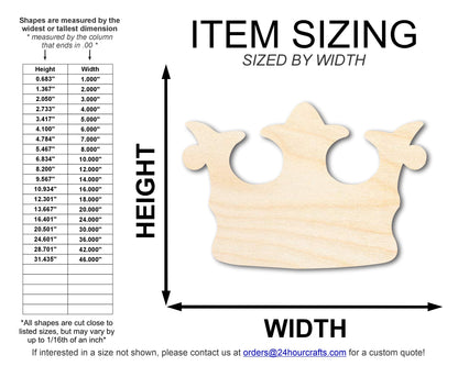 Unfinished Wood Crown Shape | Royalty King Queen | DIY Craft Cutout | up to 46" DIY