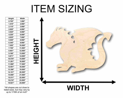 Unfinished Wood Cute Dragon Silhouette - Craft- up to 46" DIY