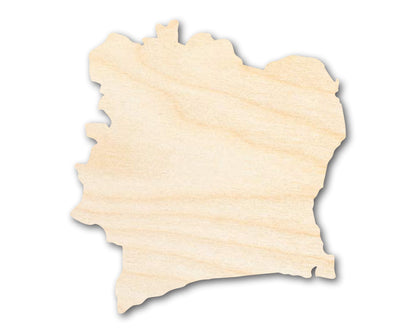 Unfinished Wood Cote d'Ivoire Country Shape - Ivory Coast West Africa Craft - up to 46" DIY