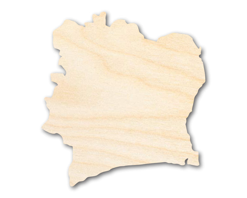 Unfinished Wood Cote d'Ivoire Country Shape - Ivory Coast West Africa Craft - up to 46" DIY
