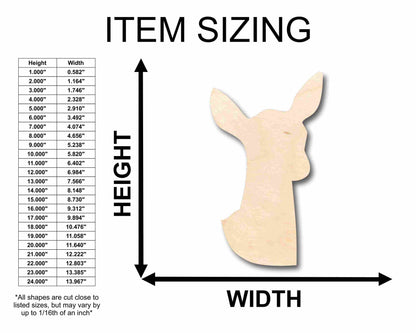 Unfinished Wood Deer Doe Head Silhouette - Craft- up to 46" DIY