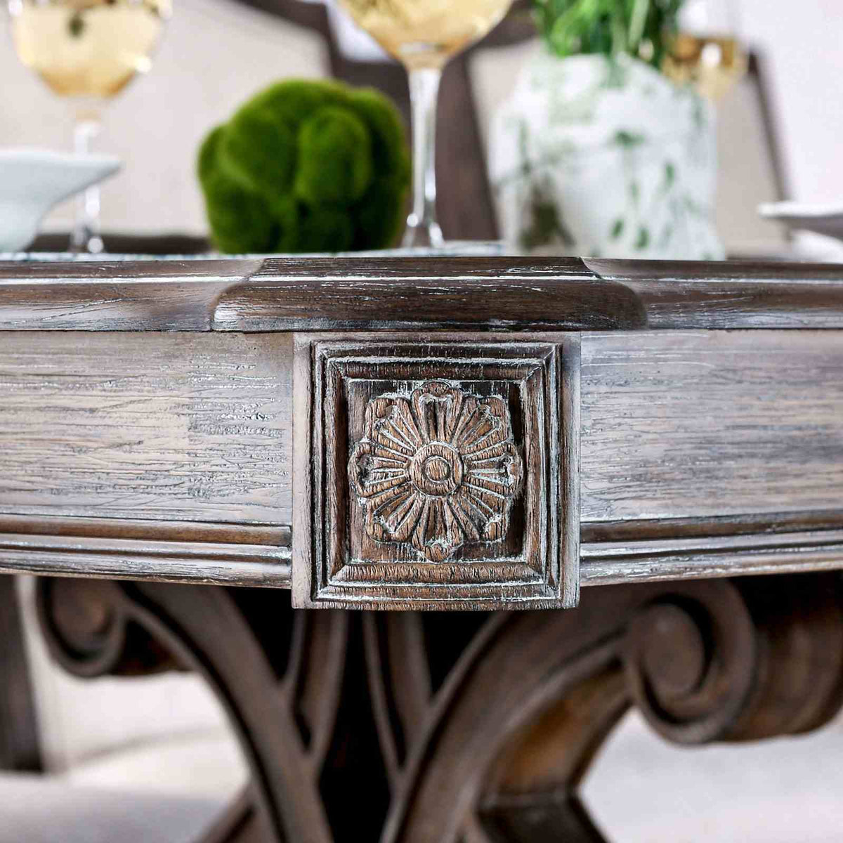 Dining Table With Expandable Leaf And Trestle Base Dining Room - Natural / Rustic