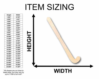 Unfinished Wood Field Hockey Stick Silhouette - Craft- up to 46" DIY