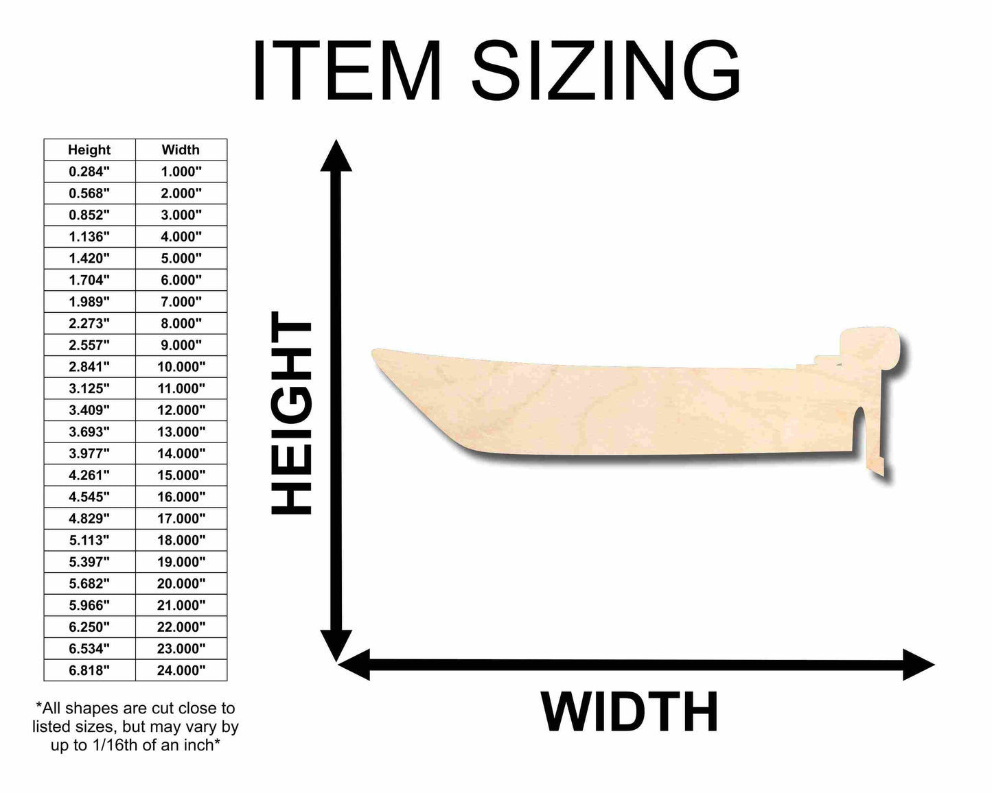 Unfinished Wood Fishing Boat Silhouette - Craft- up to 46" DIY