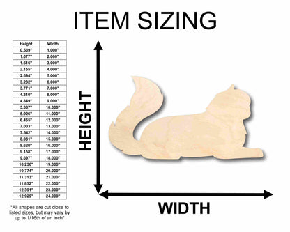 Unfinished Wood Fluffy Cat Silhouette - Craft- up to 46" DIY