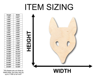 Unfinished Wood Fox Head Mask Shape - Craft - up to 46" DIY
