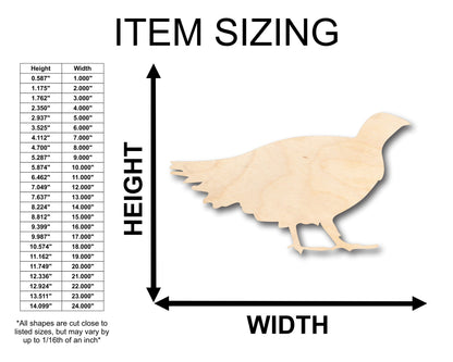 Unfinished Wood Grouse Bird Shape - Craft - up to 46" DIY