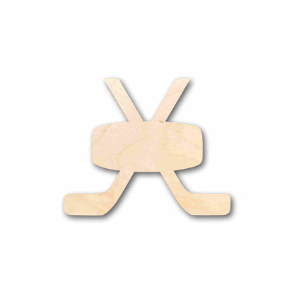 Unfinished Wood Hockey Sticks Pair with Puck Silhouette - Craft- up to 46" DIY