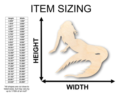 Unfinished Wood Mermaid Siren Shape - Craft - up to 46" DIY