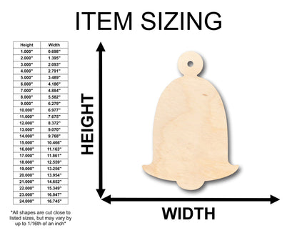 Unfinished Wood Ornament Bell Shape - Craft - up to 46" DIY