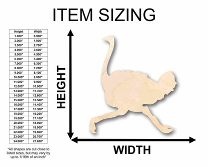 Unfinished Wood Ostrich Silhouette - Craft- up to 46" DIY