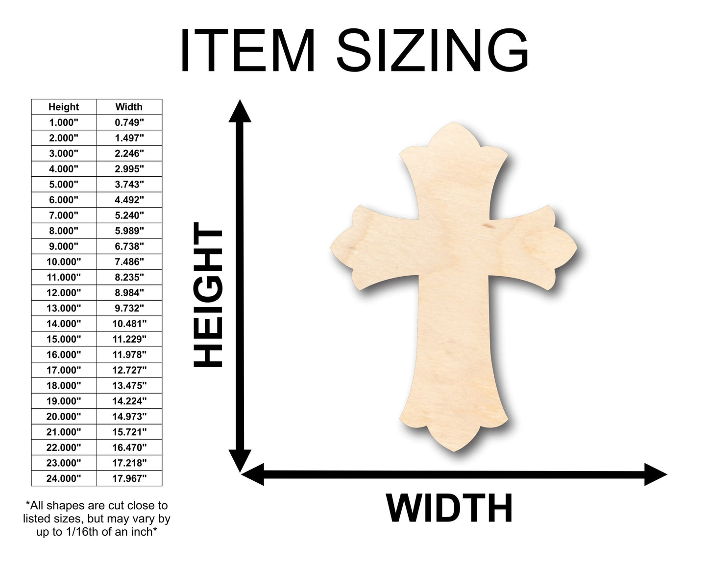 Unfinished Wood Patonse Cross Shape - Craft - up to 46" DIY