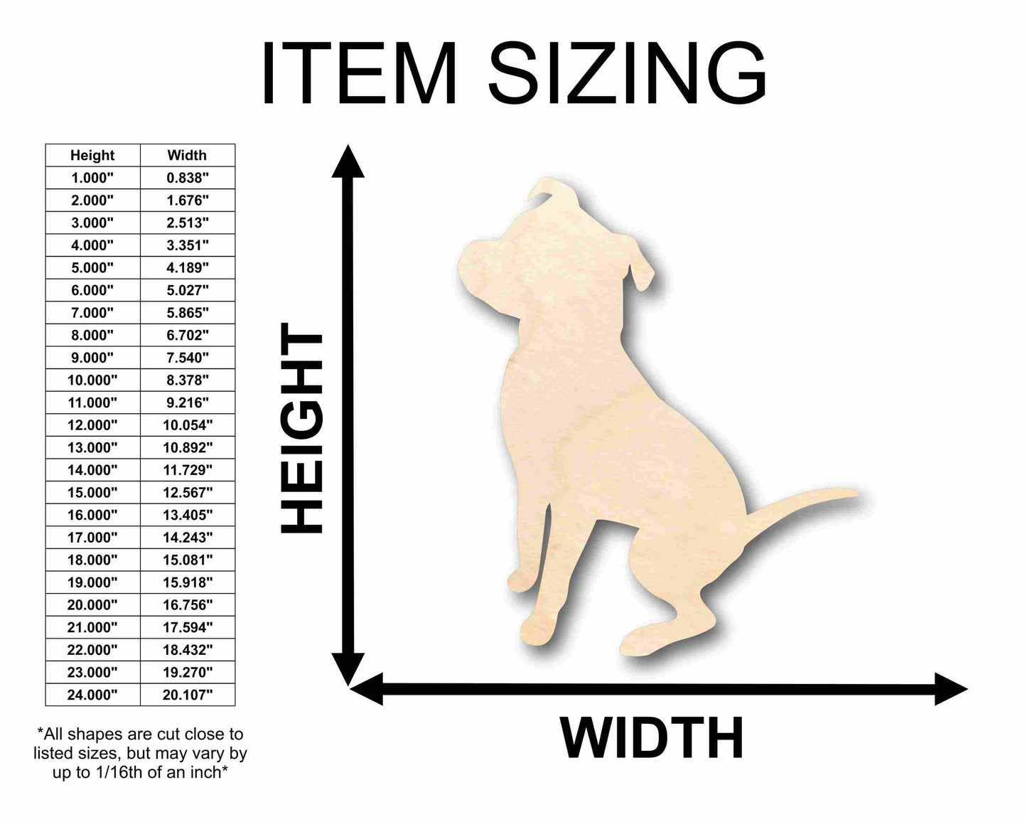Unfinished Wood Pitbull Dog Silhouette - Craft- up to 46" DIY