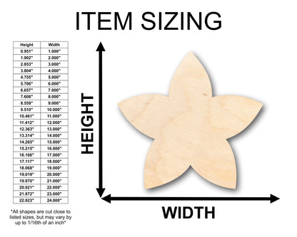 Unfinished Wood Plumeria Flower Petals Shape - Craft - up to 46" DIY