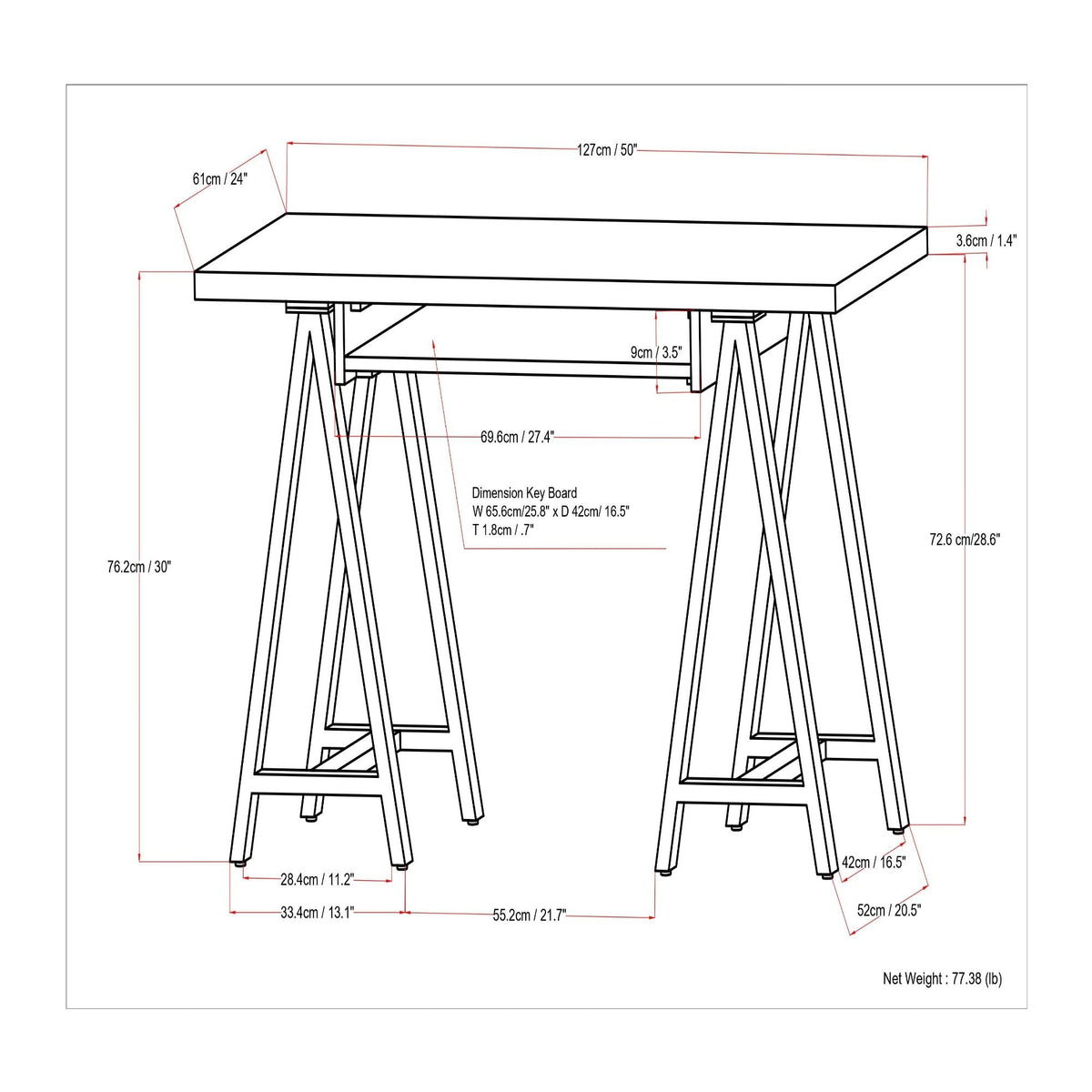 Sawhorse - Handcrafted Solid Desk