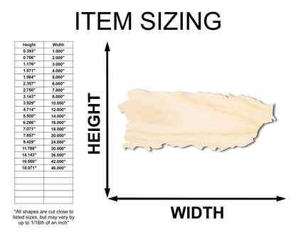 Unfinished Wood Puerto Rico Shape - US Territory Caribbean Island Craft - up to 46" DIY