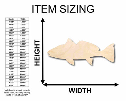 Unfinished Wood Red Drum Fish Silhouette - Craft- up to 46" DIY