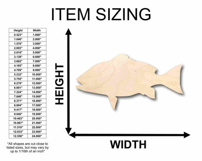 Unfinished Wood Red Snapper Fish Silhouette - Craft- up to 46" DIY