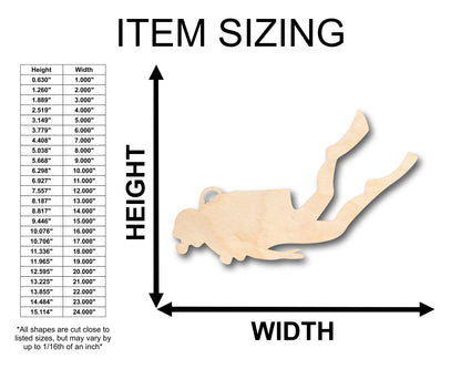 Unfinished Wood Scuba Diver Shape - Craft - up to 46" DIY