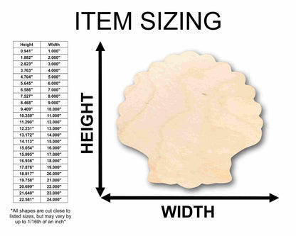 Unfinished Wood Sea Shell Clam Silhouette - Craft- up to 46" DIY