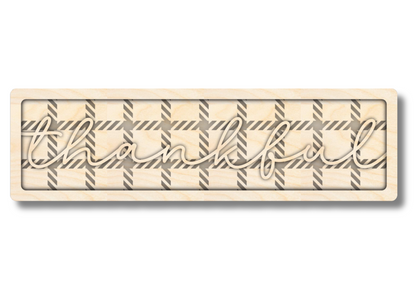 Unfinished Wood Layered Thankful Plaid Sign | 4 Layers | up to 46"