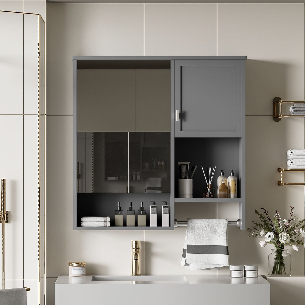 Modern Wall Mounted Bathroom Medicine Cabinet, Bathroom Wall Storage Cabinet With Mirror