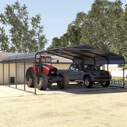 [20X20FT] Alora Heavy Duty Extra Large 2 Car Metal Carport Kit For Cars, Boats, And Trucks (SAK46135)