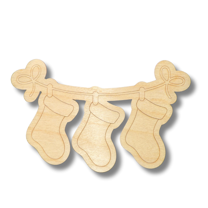 Unfinished Wood Etched Hanging Stockings Shape | Paint By Line Crafts | up to 30" DIY