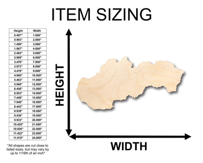 Unfinished Wood Slovakia Country Shape - Craft - up to 46" DIY