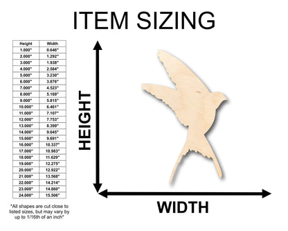 Unfinished Wood Swallow Shape - Craft - up to 46" DIY