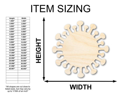Unfinished Wood Virus Shape | Germ Craft Cutout | up to 46" DIY