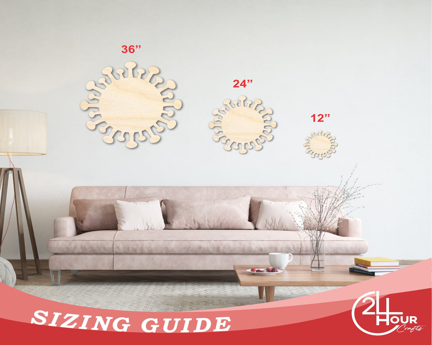 Unfinished Wood Virus Shape | Germ Craft Cutout | up to 46" DIY