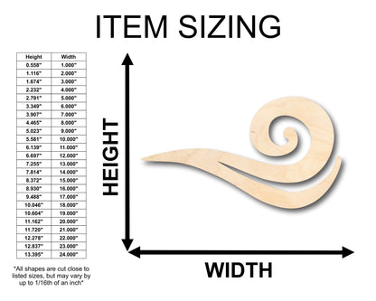 Unfinished Wood Wind Air Element Shape - Craft - up to 46" DIY