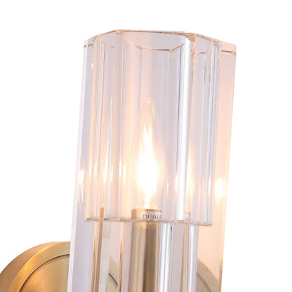DecorBites™ Prismatic Crystal Cylinder Wall Sconce Light - Postmodern 2 Lights Brass Up and Down Mount
